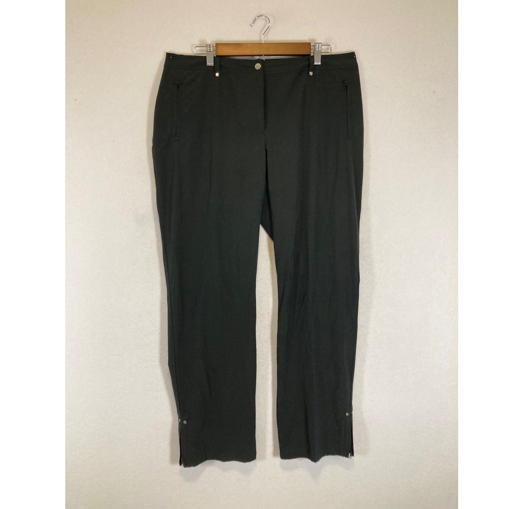 Athleisure Zenergy by Chico's Women Size Med Black Ankle‎ Zip Stretch Pants